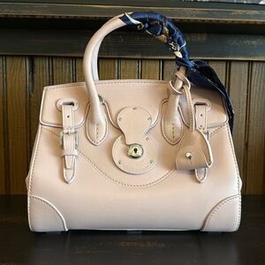 NWT Womens Ralph Lauren Soft Ricky Ballet Pink Calfskin Leather  Satchel Handbag